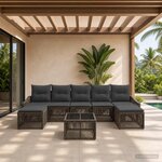 vidaXL Ensemble de canapé de jardin 8 pc Gris polyrotin