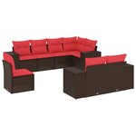 vidaXL Salon de jardin 8 Pièces avec coussins marron résine tressée