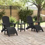 vidaXL Mobilier de jardin lounge 3 Pièces Noir 38 x 38 x 46 cm Plastique