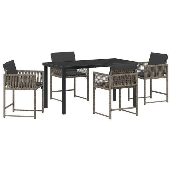 vidaXL Ensemble de salle à manger pour jardin 5 Pièces Gris polyrotin