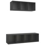 vidaXL Ensemble de meubles TV 2 Pièces Gris Bois d'ingénierie