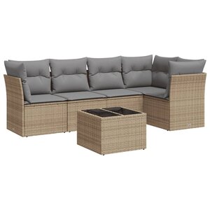 vidaXL Salon de jardin avec coussins 6 Pièces beige résine tressée