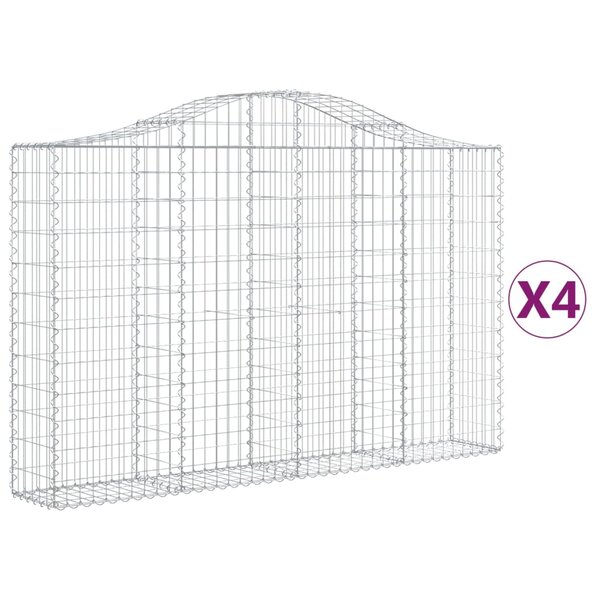 vidaXL Paniers à gabions arqués 4 Pièces 200x30x120/140 cm Fer galvanisé