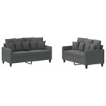 vidaXL Ensemble de canapés 2 Pièces avec coussins Gris foncé Tissu