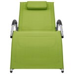 vidaXL Chaise longue textilène vert et gris