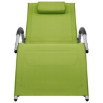 vidaXL Chaise longue textilène vert et gris