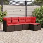 vidaXL Salon de jardin avec coussins 5 Pièces marron résine tressée