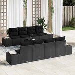vidaXL Ensemble de canapé de jardin 7 Pièces Noir 55 x 55 x 37 cm