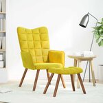 vidaXL Chaise de relaxation avec tabouret jaune velours