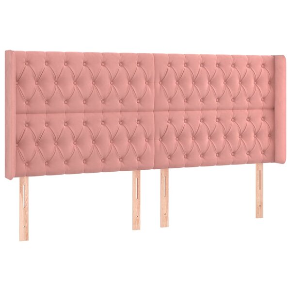 vidaXL Tête de lit avec oreilles Rose 203x16x118/128 cm Velours