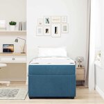 vidaXL Cadre de lit avec matelas Bleu 100 x 200 cm tissu