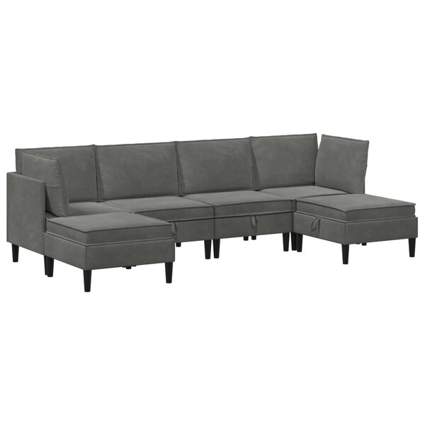 vidaXL Ensemble de meubles pour le salon 6 Pièces Gris foncé Velours