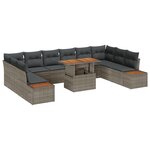 vidaXL Set de canapé de jardin 11 pièces avec des coussins gris en rotin synthétique