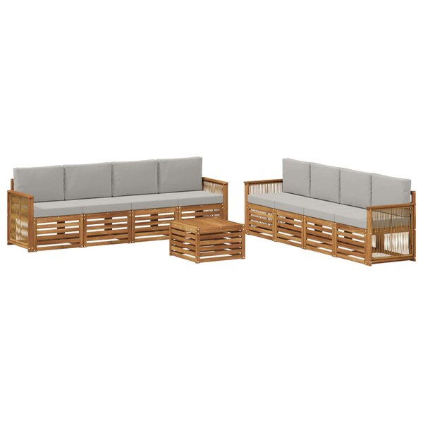vidaXL Ensembles de canapés avec coussin 9 Pièces Bois d'Acacia Massif