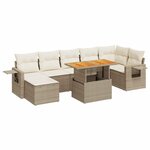 vidaXL Salon de jardin avec coussins 8 Pièces beige résine tressée