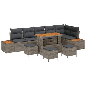 vidaXL Ensemble de canapé de jardin avec coussin 10 Pièces Gris