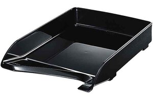 Elegant Corbeille à courrier en polystyrène 100% recyclable Noir lisse LEITZ