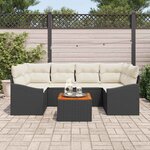 vidaXL Ensemble de canapé de jardin avec coussin 7 Pièces Noir Poly rotin