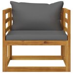 vidaXL Chaise de jardin avec coussins gris foncé Bois d'acacia massif