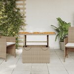 vidaXL Table de jardin beige 90x55x71 cm résine tressée et bois acacia