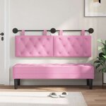 vidaXL Tête de lit suspendue Avec lumière LED Rose Tissu