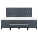 vidaXL Lit À Ressorts avec Matelas & Banc Gris Foncé 200x200 cm Velours