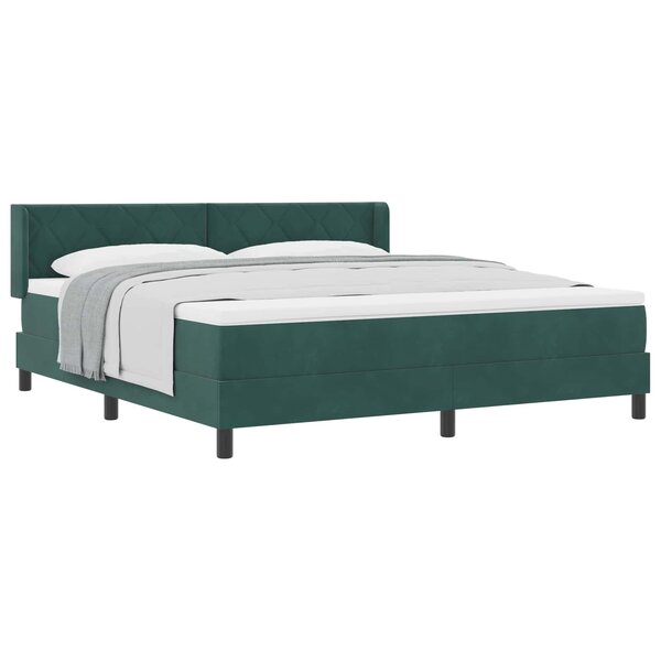 vidaXL Lit à ressorts avec matelas Vert foncé 200 x 180 cm Polyester
