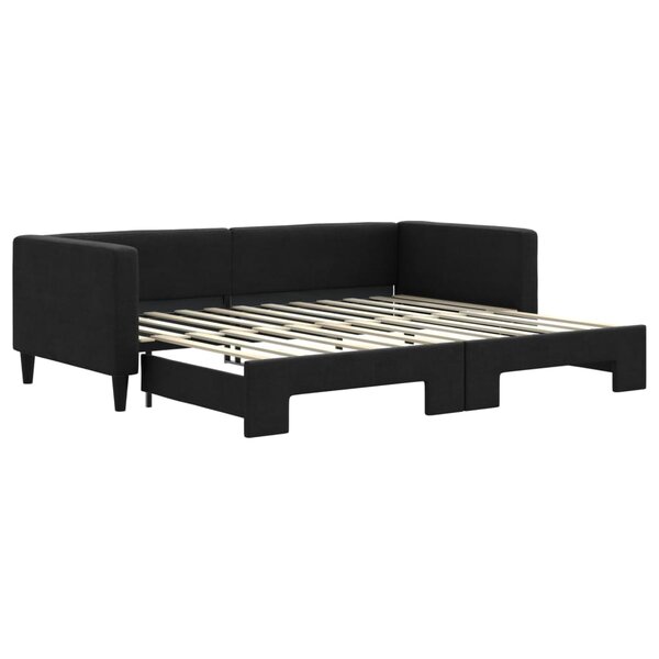 vidaXL Lit de jour avec gigogne sans matelas noir 90x200 cm