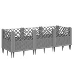 vidaXL Jardinière avec piquets gris clair 123 5x43 5x43 5 cm PP