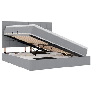 vidaXL Lit avec rangement et matelas Gris clair 160 x 200 cm Polyester
