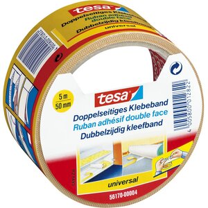 Bande double face universelle, blanc, 50 mm x 5 m 56170 (rouleau 5 mètres)