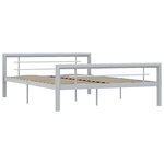 vidaXL Cadre de lit sans matelas gris et blanc métal 160x200 cm