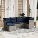 vidaXL Salon de jardin 6 Pièces avec coussins gris résine tressée