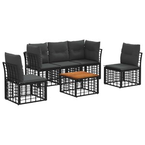 vidaXL Ensemble de canapés d'extérieur 6 pc Noir et Gris foncé