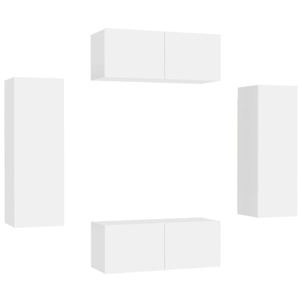 vidaXL Ensemble de meubles TV 4 Pièces Blanc Bois d'ingénierie