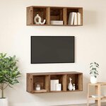 vidaXL Meubles TV muraux 2 Pièces Bois ancien 37 x 37 x 107 cm