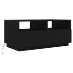 vidaXL Table basse avec lumières LED chêne noir 90x49x40 cm