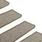 vidaXL Tapis d'escalier autocollants 15 Pièces 65x21x4 cm Gris et beige