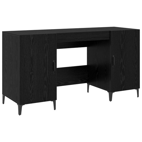 vidaXL Bureau avec porte Chêne noir 140 x 50 x 75 cm Bois d'ingénierie