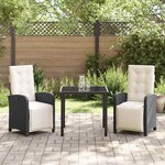 vidaXL Ensemble de salle à manger pour jardin 3 Pièces Noir polyrotin