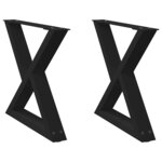 vidaXL Pieds de table basse 2 pièces Noir 60 x (42-43 3) cm Acier