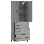 vidaXL Buffet haut Sonoma gris 69 5x34x180 cm Bois d'ingénierie