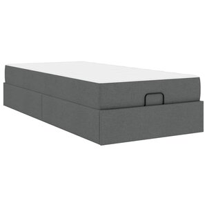 vidaXL Cadre de lit avec matelas Gris foncé 90 x 190 cm tissu