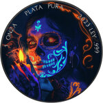 DAMA DE LA MUERTE Black Ruthenium 1 Once Monnaie Argent Mexique 2023