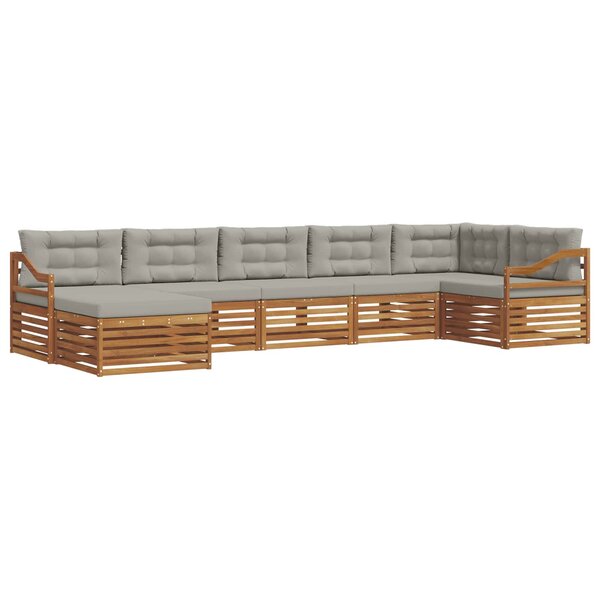 vidaXL Ensemble de canapés d'extérieur 7 Pièces Gris Naturel et Clair