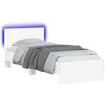 vidaXL Cadre de lit avec bandes LED Blanc Bois d'ingénierie
