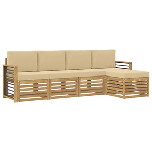 vidaXL Ensemble de canapés d'extérieur 5 pc Blanc et Beige Polyester
