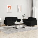 vidaXL Ensemble de canapés 2 Pièces avec coussins Noir Tissu