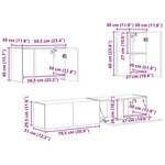vidaXL Ensemble de meuble TV mural 4 Pièces Noir Bois d'ingénierie