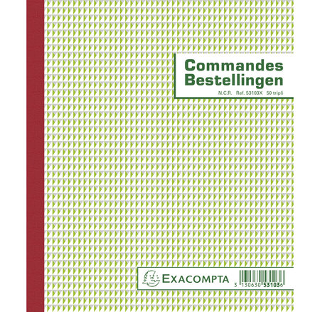 Manifold Commandes 21x18cm 50 Feuillets Triple Autocopiant Billingue - Blanc - X 5 - Exacompta